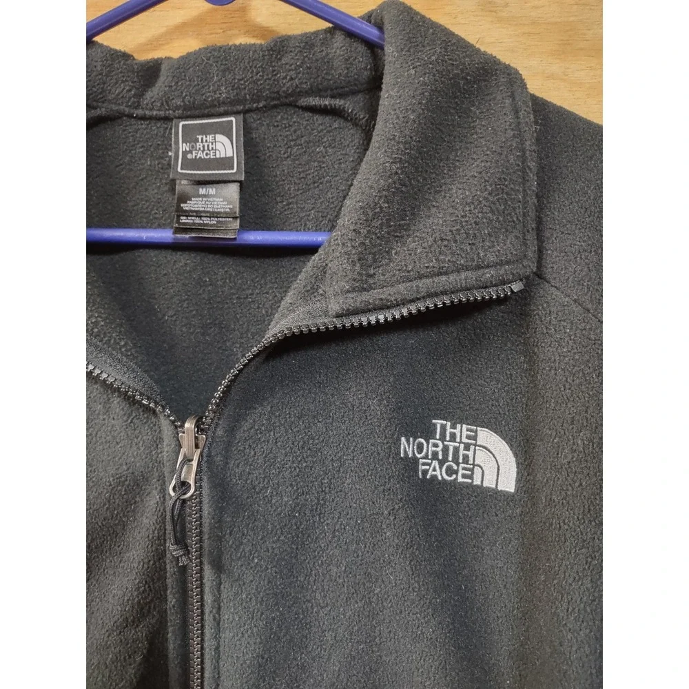 The North Face Mens Full Zip Fleece Jacket Black Size Medium Embroidered Logo